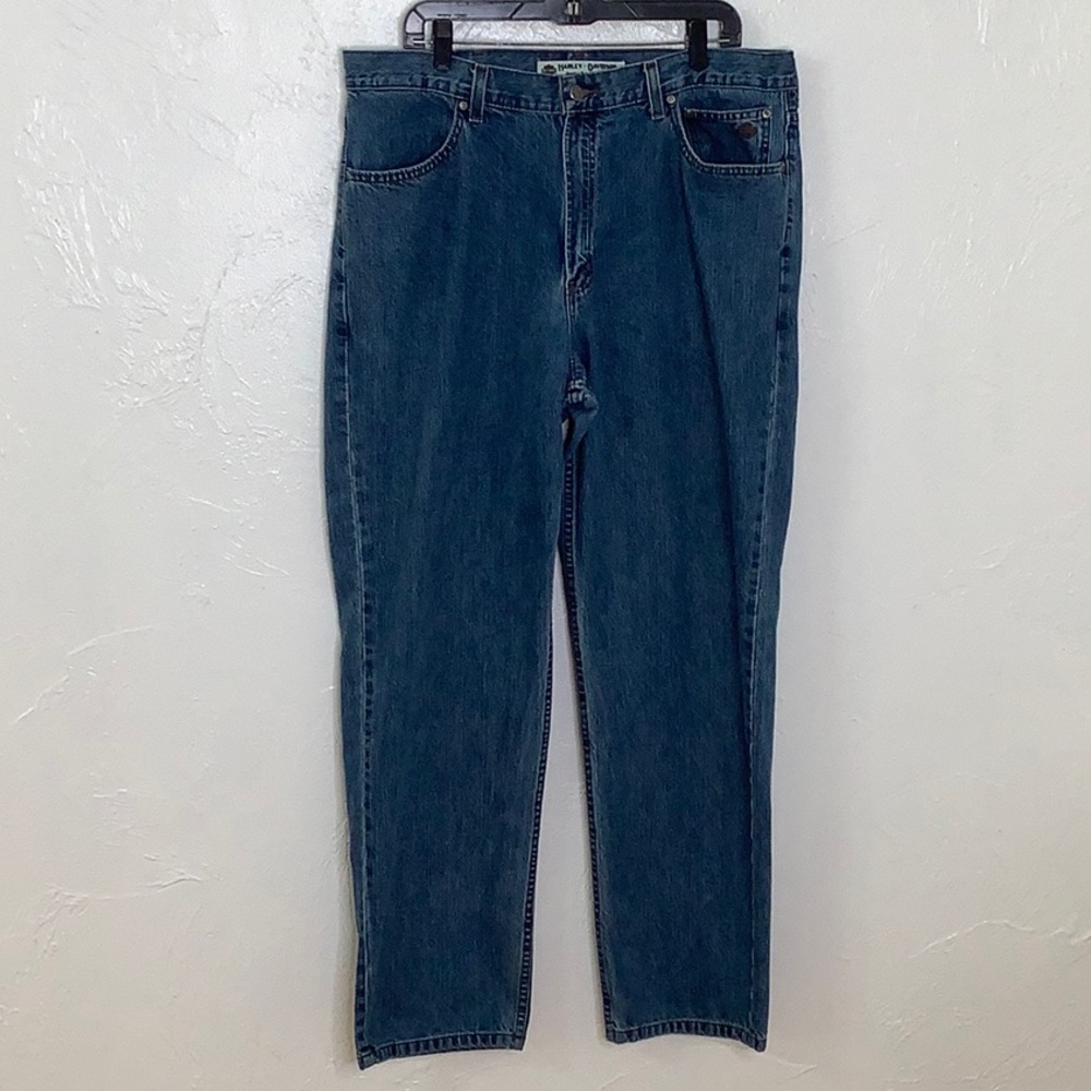 Harley Davidson Relaxed fit bikers blue jeans men size 38 X 32 EUC - Picture 2 of 14